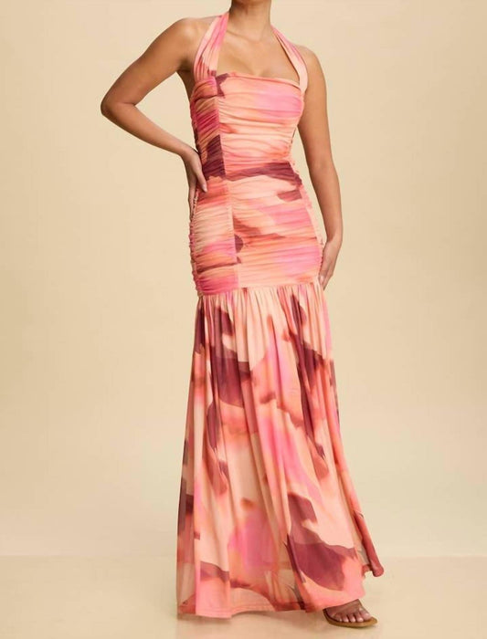Luxxel - KALANI HALTER MESH MAXI DRESS