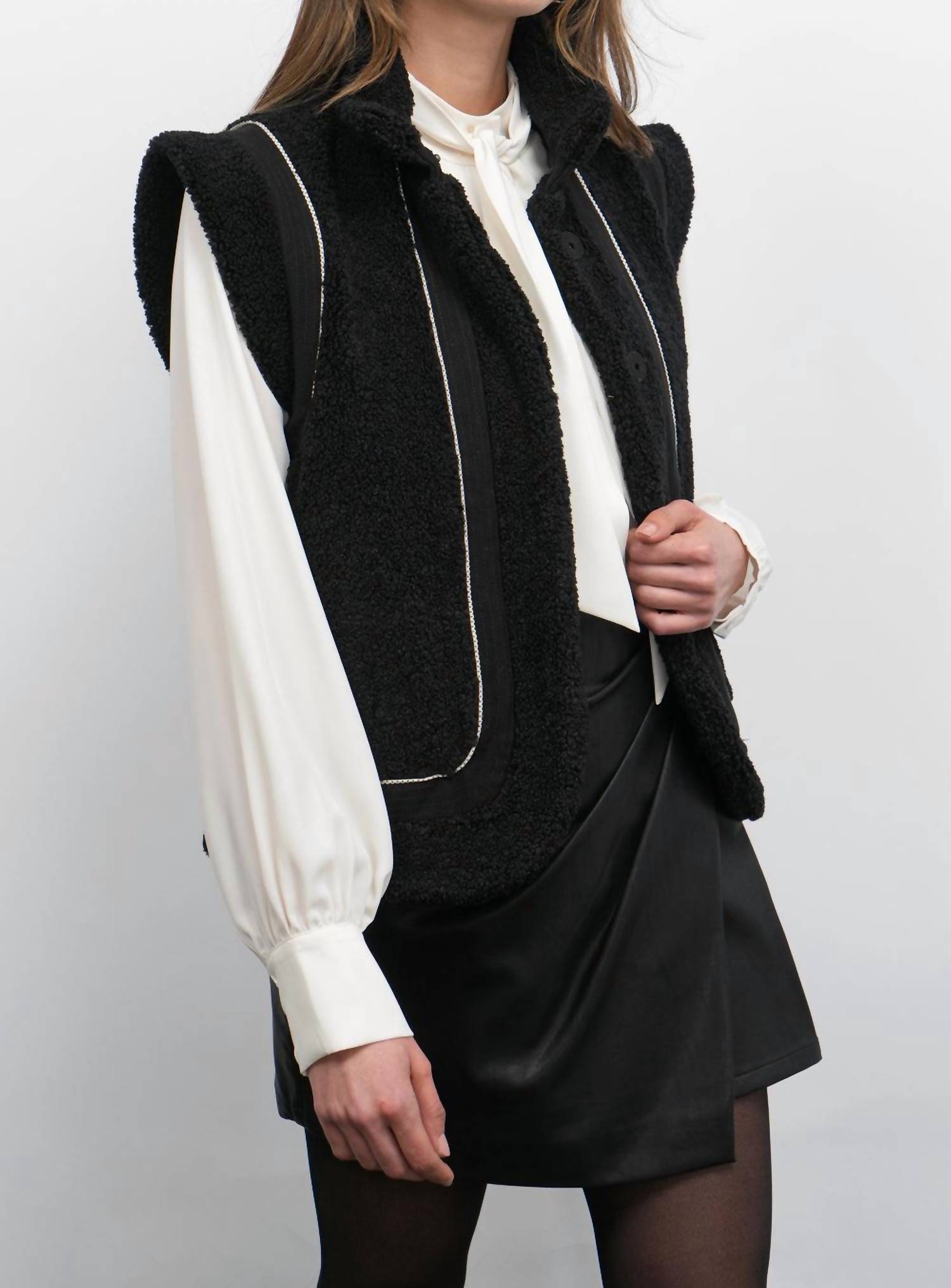 Greylin - Rory Shearling Vest Top