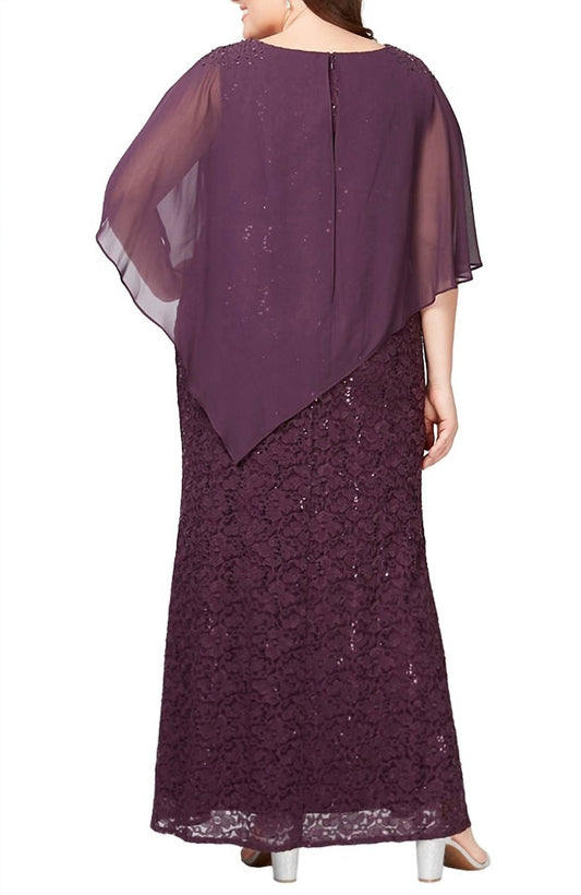 Women's Plus-Size Long Popover Dress with Beaded Shoulder