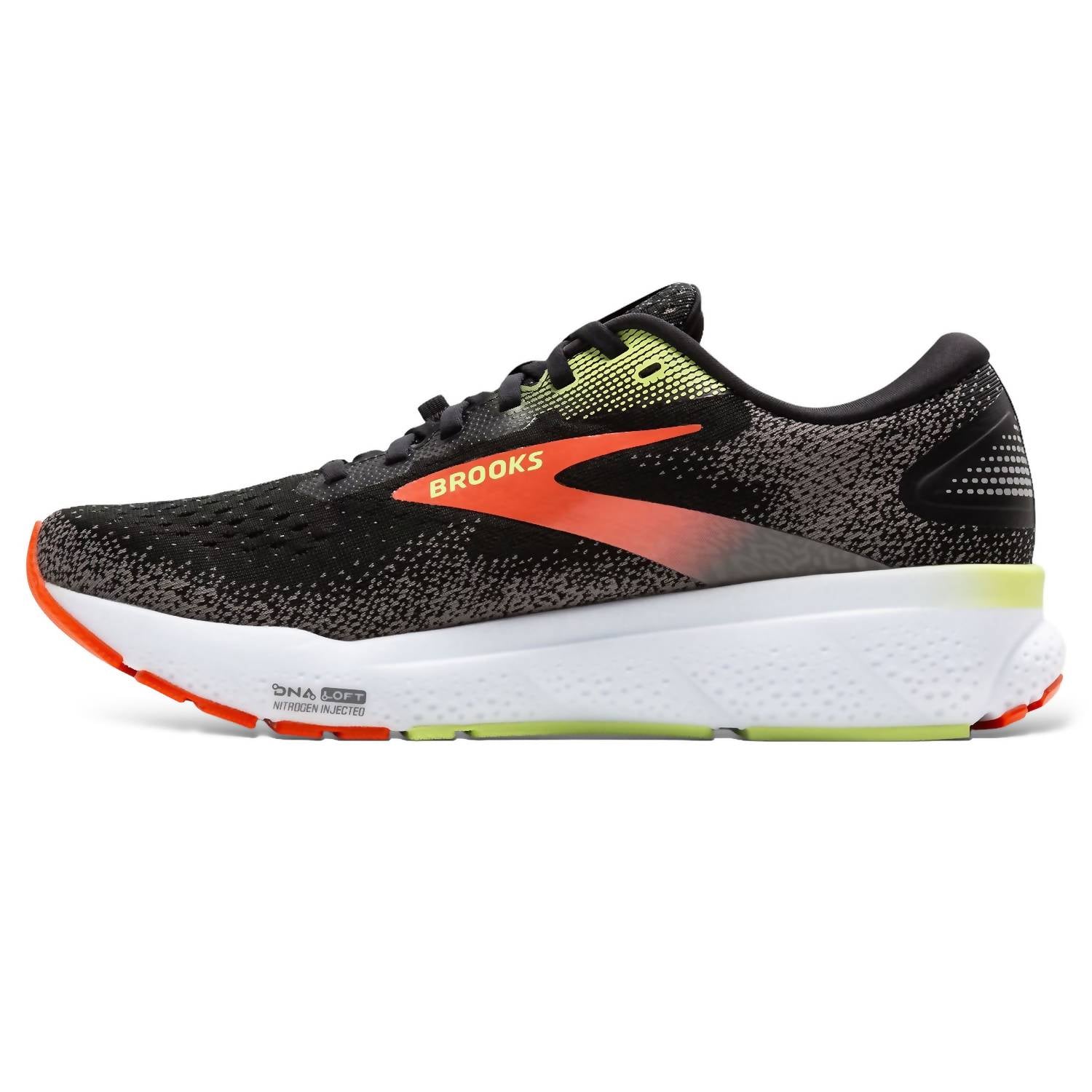 BROOKS Men's Ghost 16 Gtx Running Shoes in black manadarin red green - men's shoe - alternate view