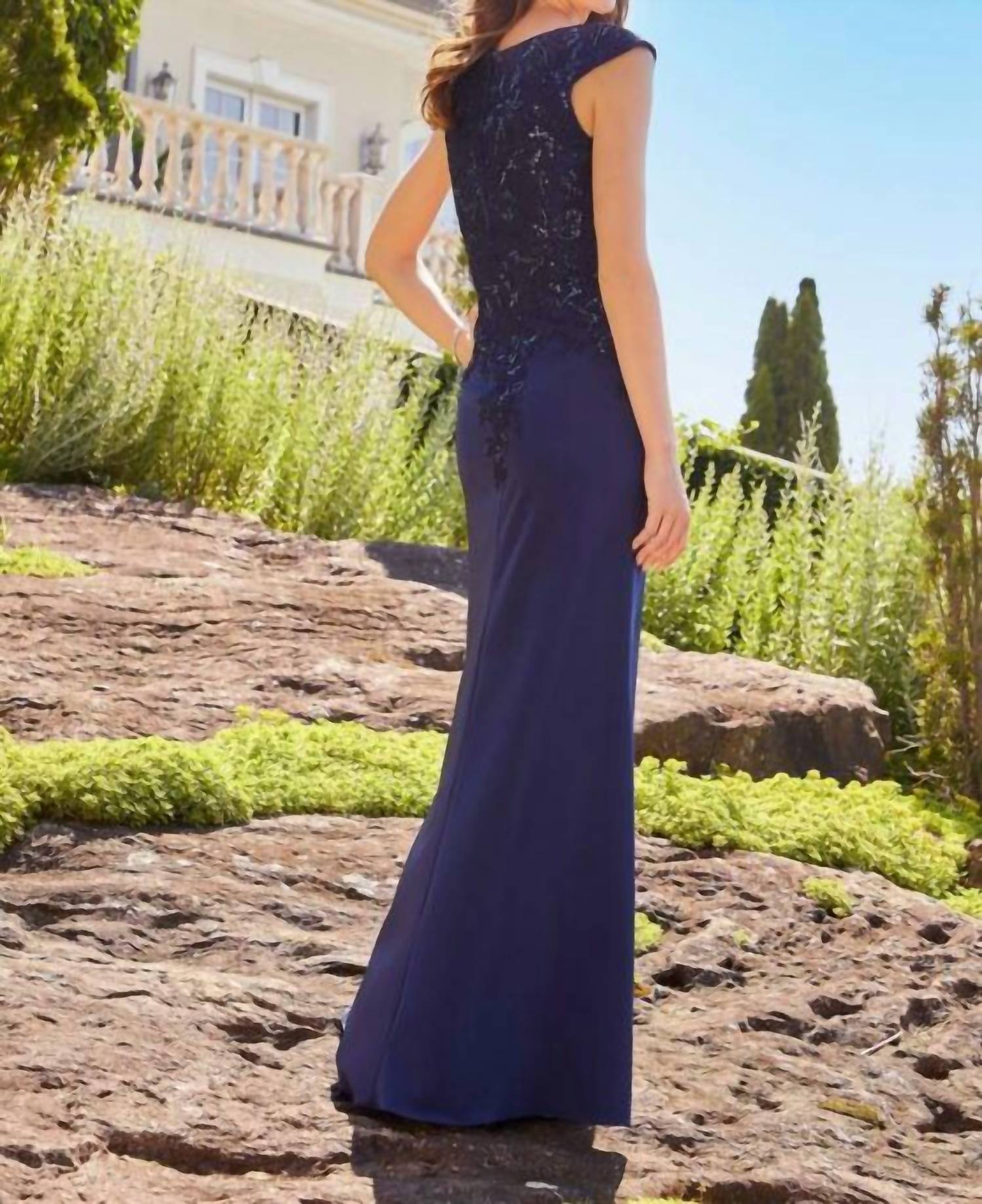 Mgny - Lace Bodice V-neck Dress