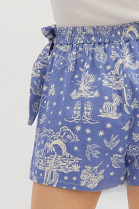 Entro - Lyla Western Motif Denim Wrap Skort