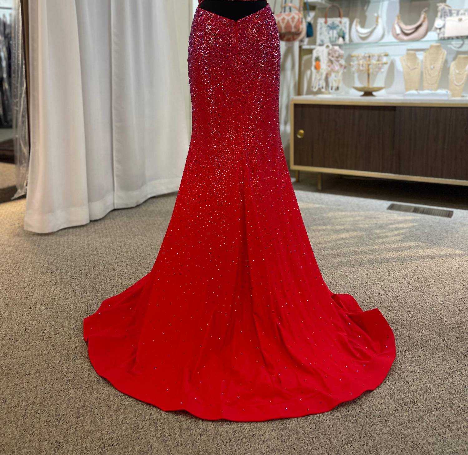 Vienna Prom - Deep V-Mesh Strappy Long Gown