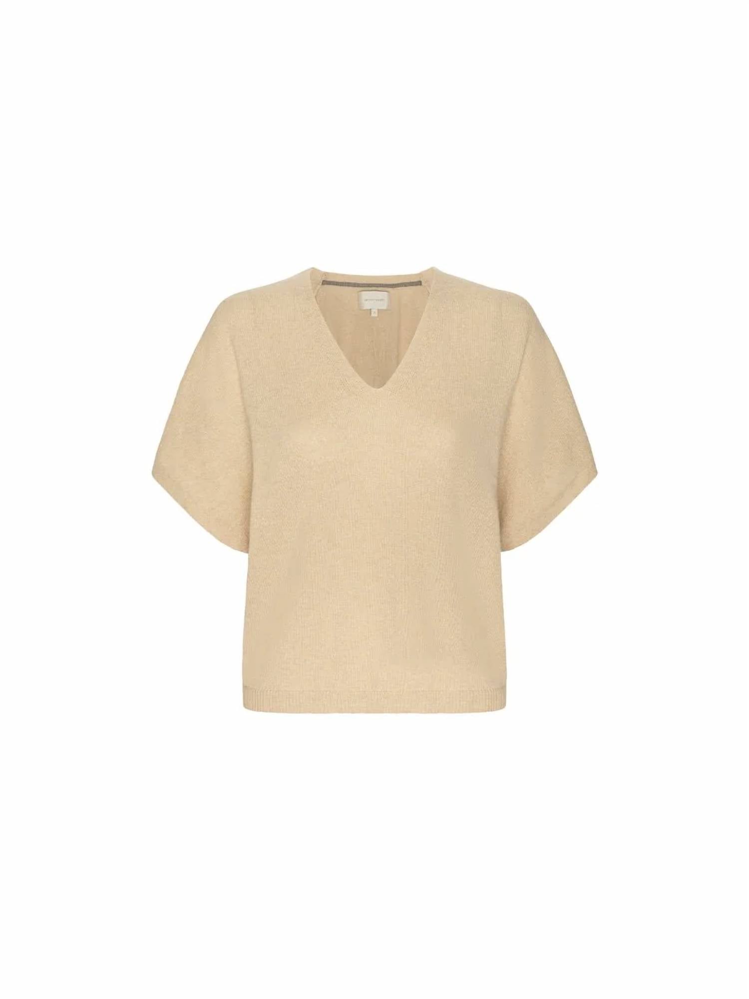 Brochu Walker Ophi Cashmere Vee Sweater in buff - women's sweater - view 6