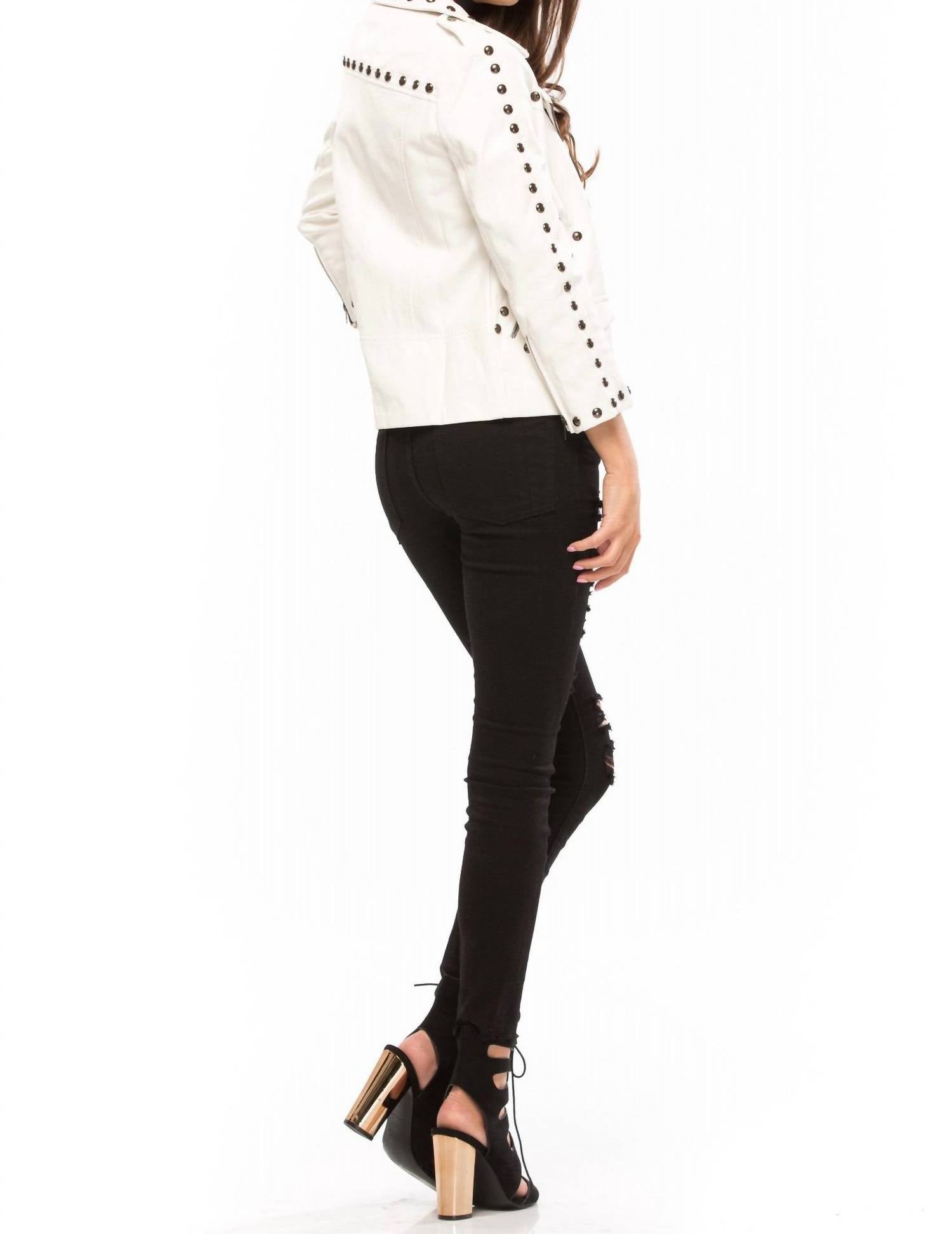 Line And Dot - Women's Stud Moto Jacket