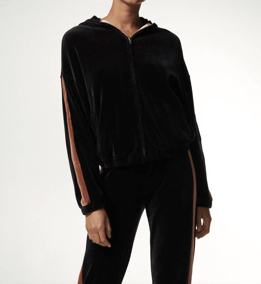 Velour Sporty Zip-Up Sweatshirt