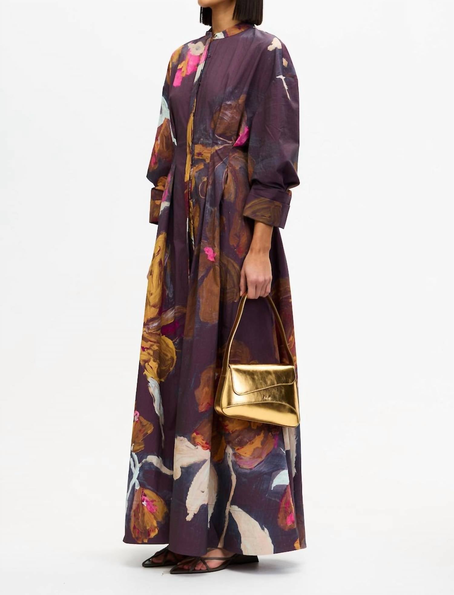 ACLER Smitherton Maxi Dress in cocoa canvas - women's dress - detail view