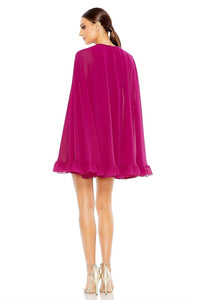 Mac Duggal - Ruffle Hem Cape Dress