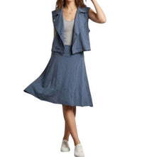 Mododoc - Shirred Waistband A-Line Skirt