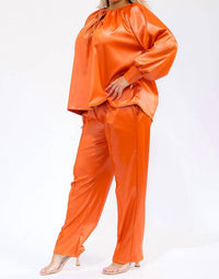 Karen T Design - Long Sleeve Drawstring Top And Elastic Waist Pants