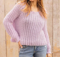 Wooden Ships Cropped Rails Chunky Crewneck Sweater in wild lilac - women's sweater - alternate view