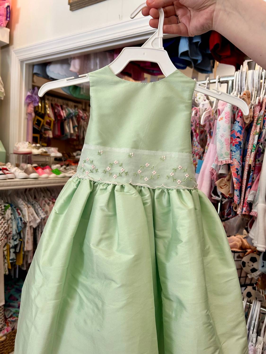 Susanne Lively - Girl's Faux Silk Dress With Floral Sash