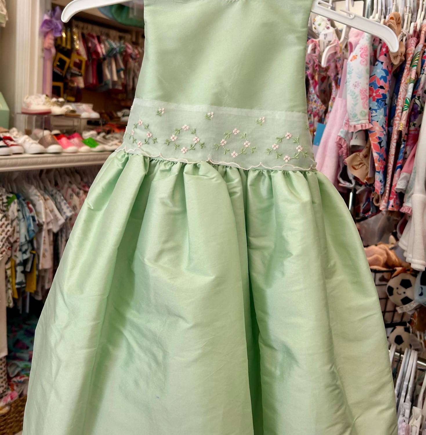 Susanne Lively - Girl's Faux Silk Dress With Floral Sash