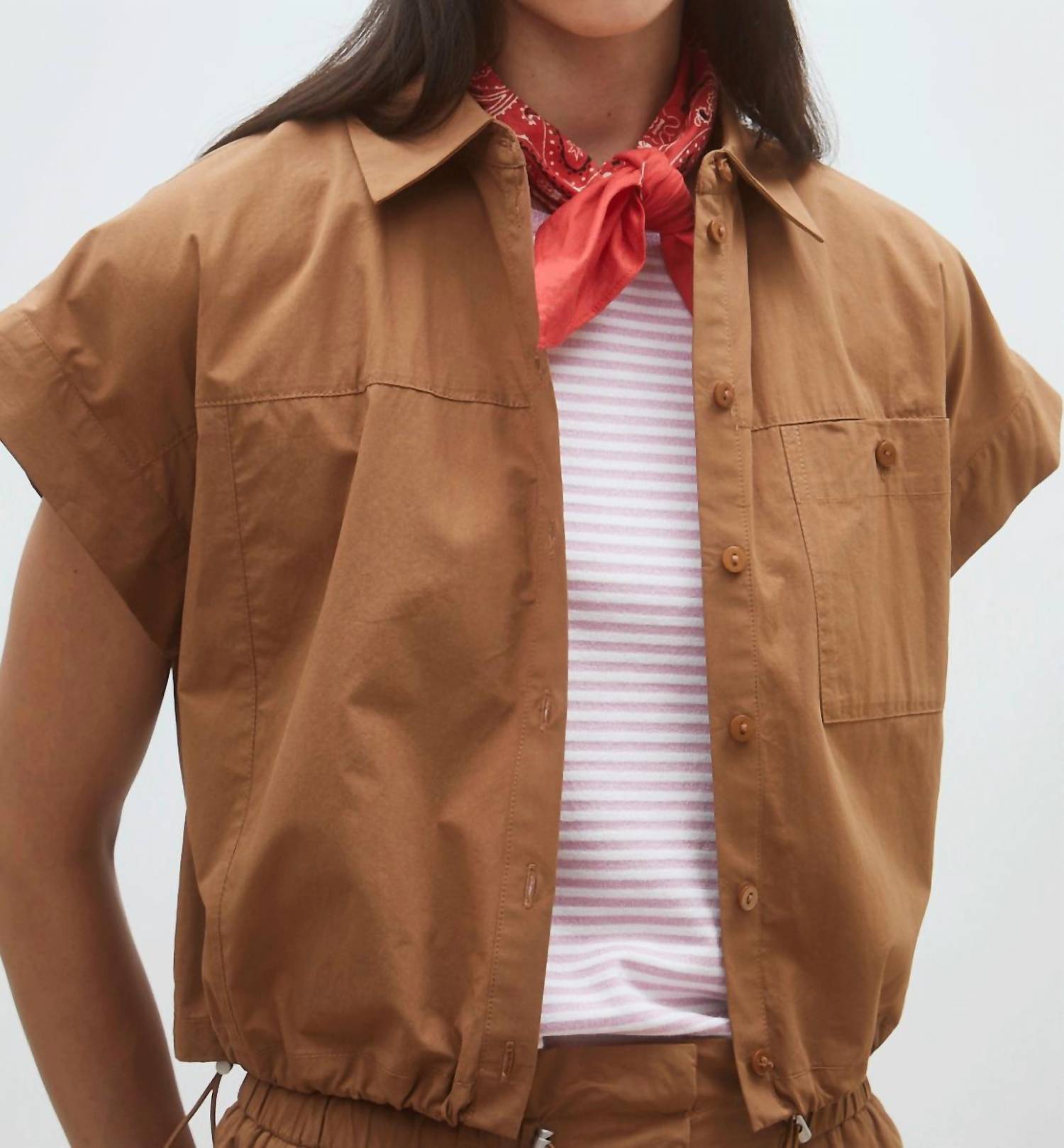 Suncoo - Lorena Cropped Button Down Top