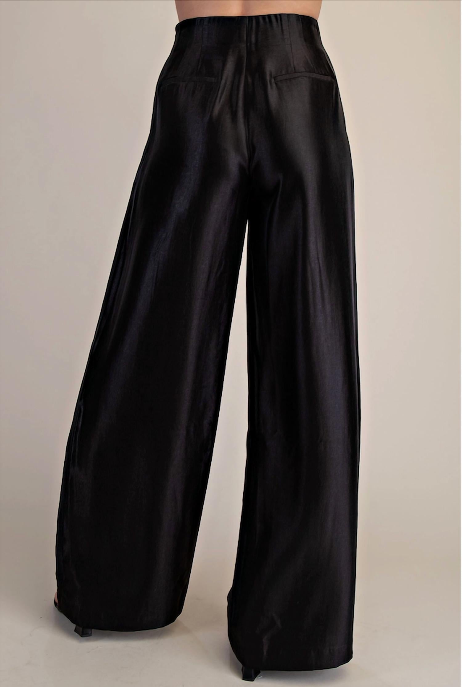Glam - Wide Leg Tie High-waisted Pant