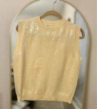 She + Sky - Sleeveless Sequin Knit Sweater Top