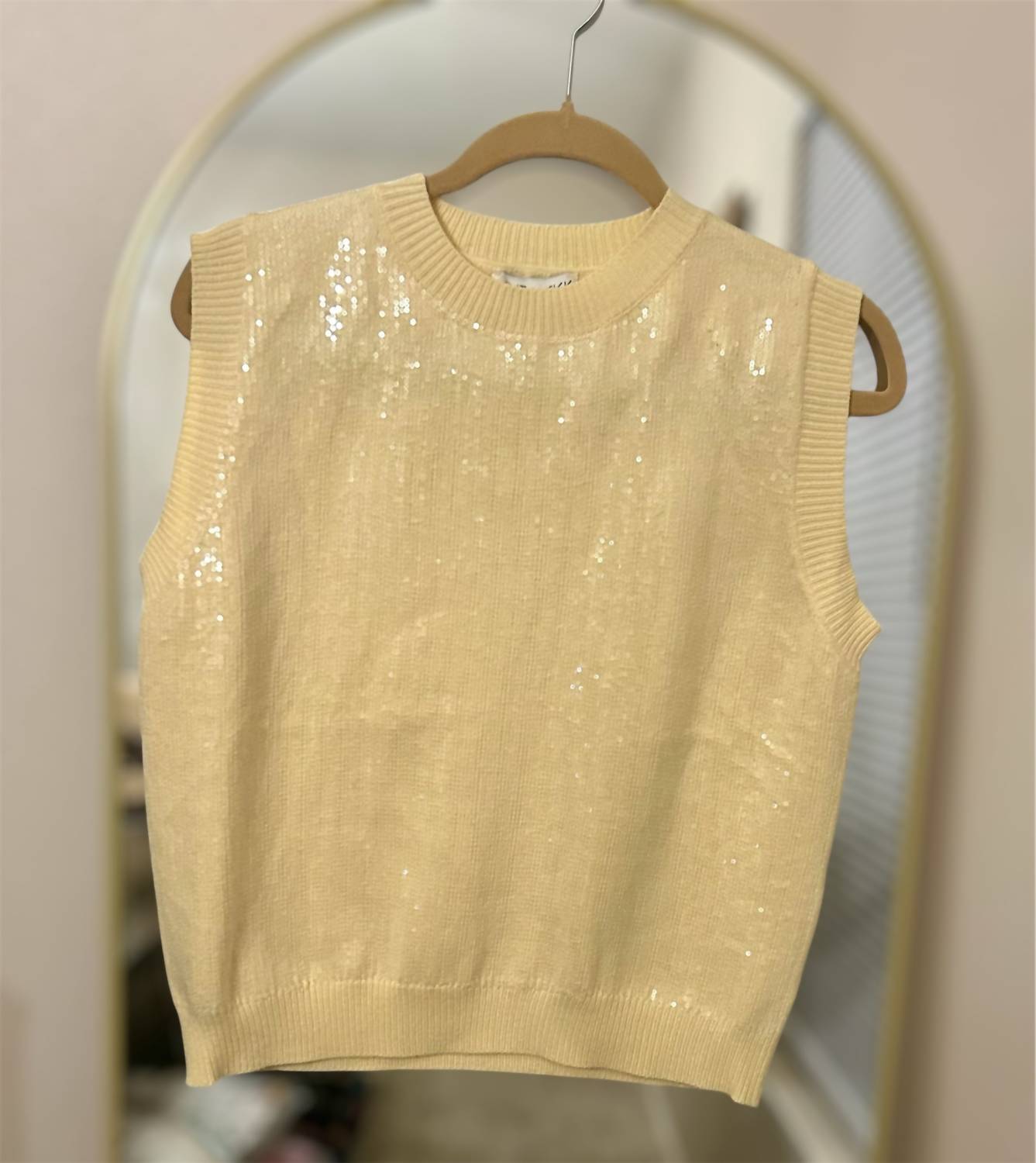 She + Sky - Sleeveless Sequin Knit Sweater Top