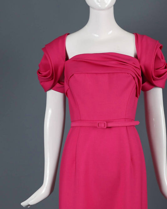 Oscar De La Renta - Women’s Formal Maxi Dress With Draped Sleeves