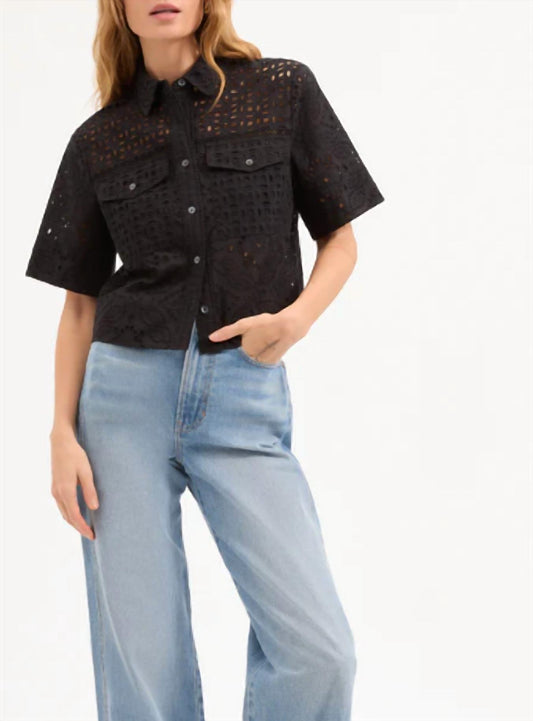 Veronica Beard - Spruce Eyelet Short-Sleeve Button-Down