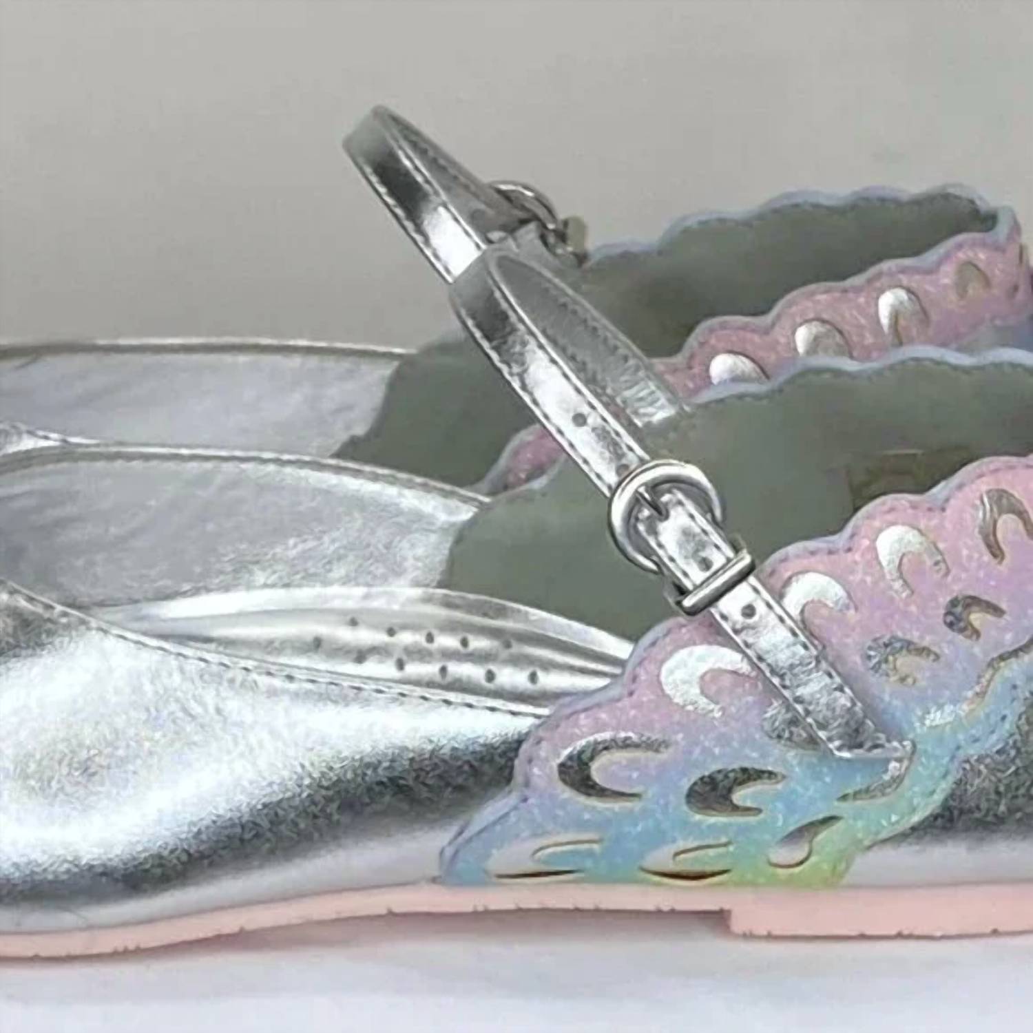 Sophia Webster Mini Girls Evangeline Butterfly Flats in silver - kids' shoe - alternate view