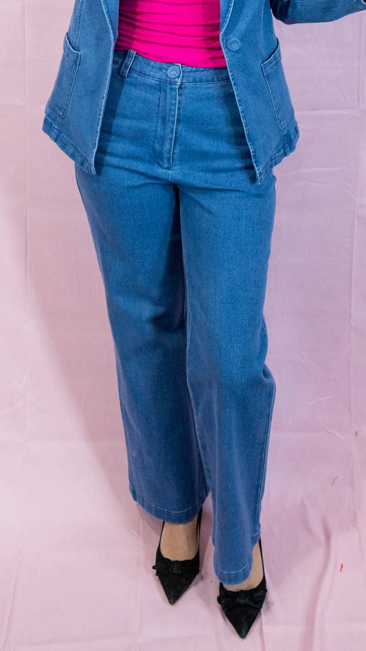 Skies Are Blue - High Waist Wide Leg Trouser