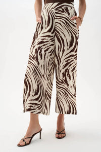 Joseph Ribkoff - Linen Blend Animal Print Culotte Pants With Pleats