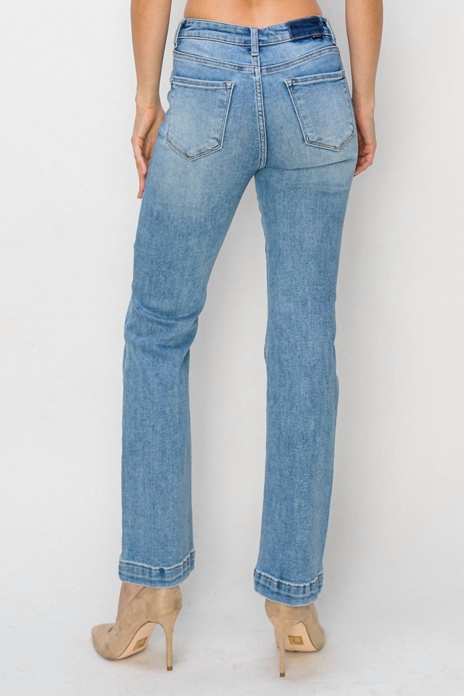 Risen - High Rise Ankle Bootcut Patch Pocket Jeans