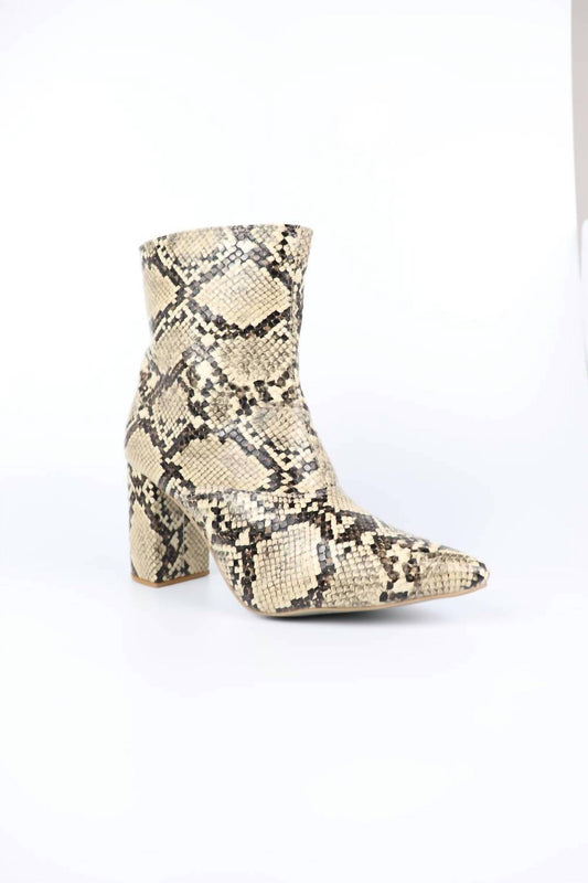 Everglades - Women's Snakeskin Chic Block Heel Ankle Boots
