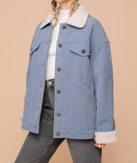 Timing - Corduroy Oversized Jacket With Sherpa Detail