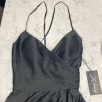 La Femme - Satin V-neck A-line Cocktail Little Dress