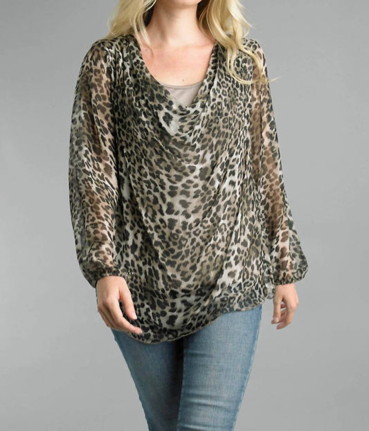 Cowl Neckline Sheer Blouse With Lining