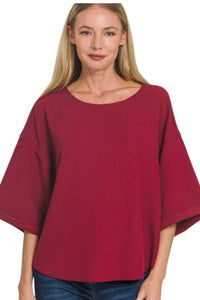 Zenana - Double Knit Three Quarter Sleeve Top
