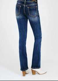 Grace In La - Basic five pockets mid rise boot cut Jean