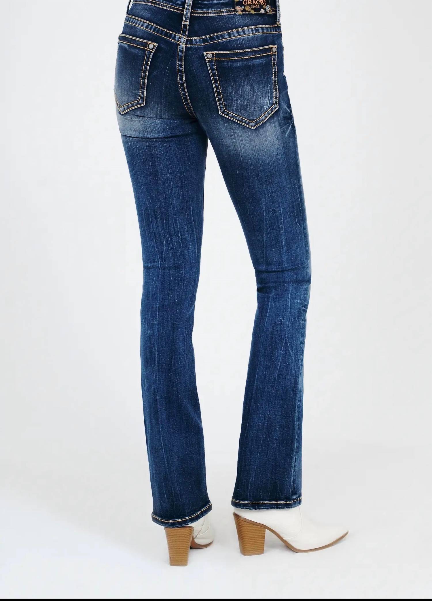 Grace In La - Basic five pockets mid rise boot cut Jean