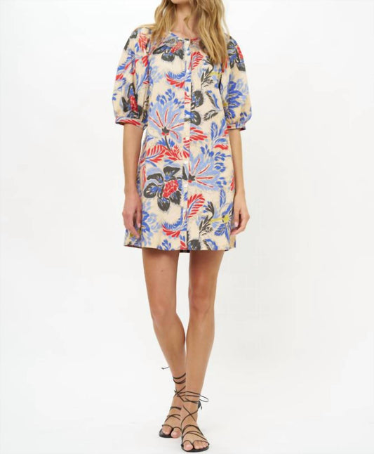 Oliphant - Women's Embroidered Button Mini Dress