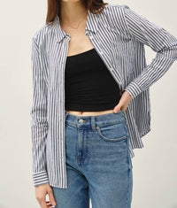Be Cool - Striped Long Sleeve Collared Button-up Shirt
