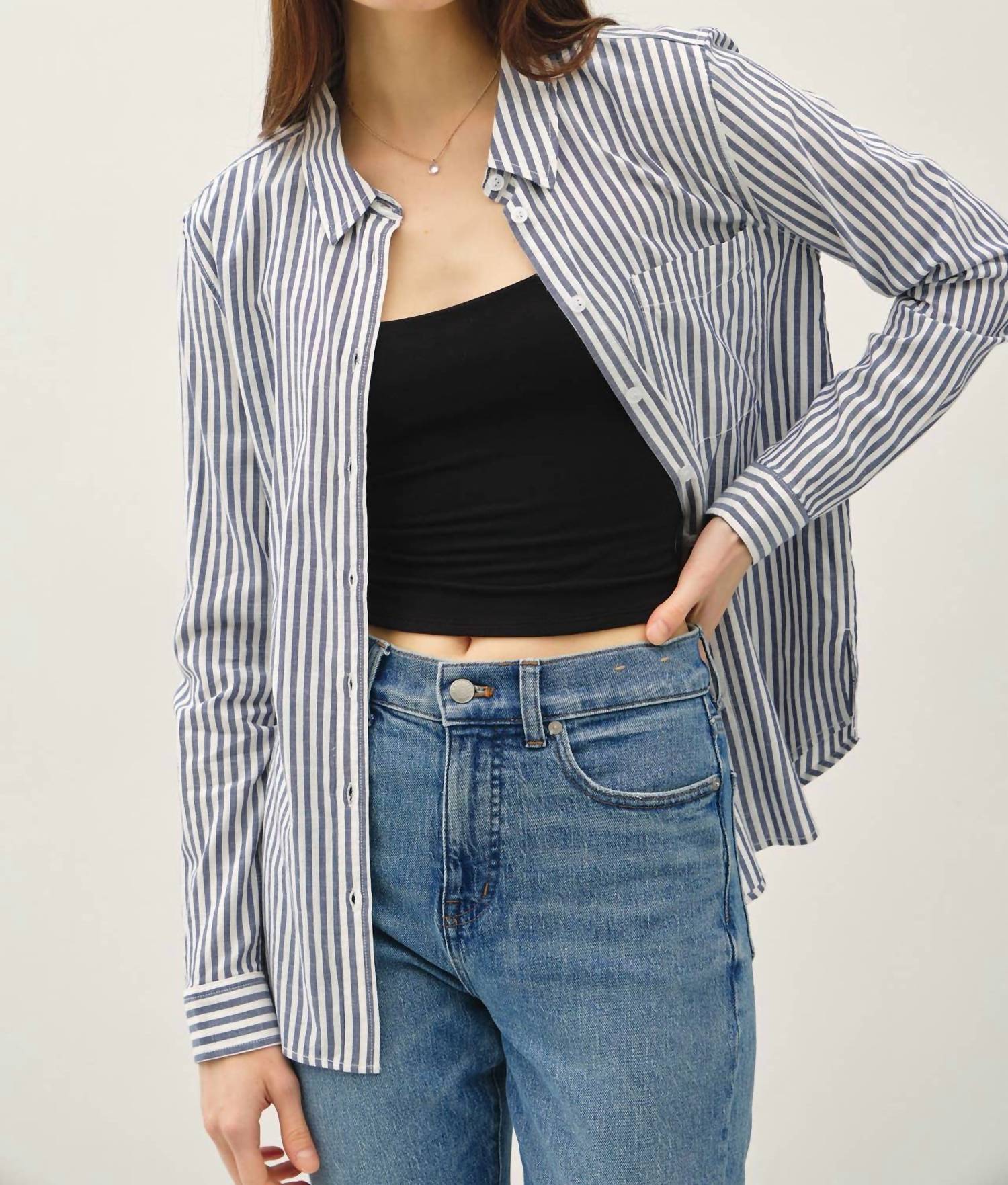 Be Cool - Striped Long Sleeve Collared Button-up Shirt