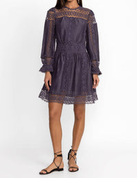 Johnny Was MITSKA LACE MINI DRESS in deep plum - women's dress