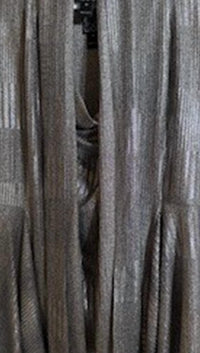 CLARA SUNWOO Women's Sheer Shimmer Drape Tunic Cardigan in silver - women's cardigan - detail view