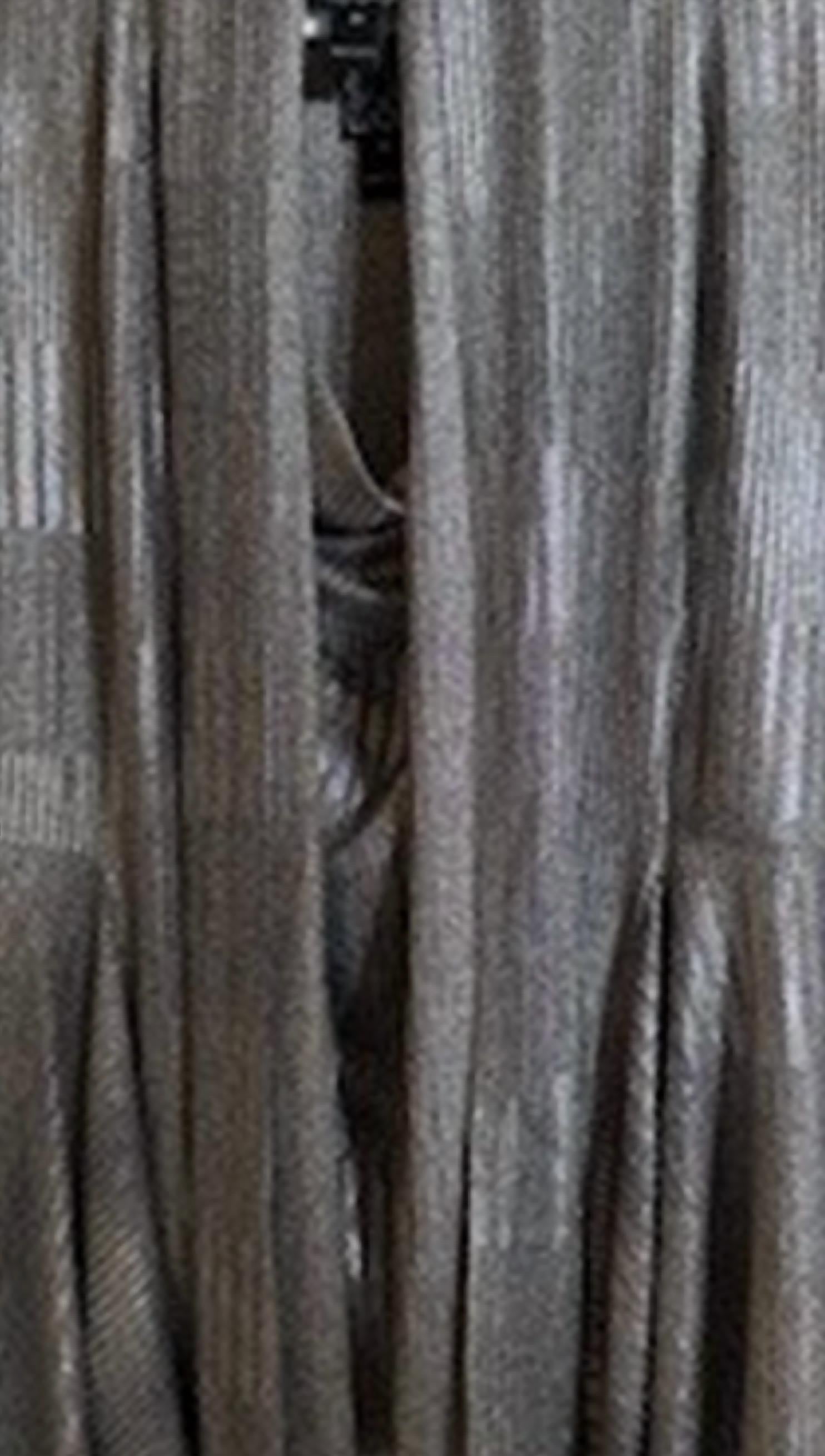 CLARA SUNWOO Women's Sheer Shimmer Drape Tunic Cardigan in silver - women's cardigan - detail view