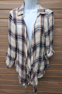 Cozy Casual - Women's Flannel Open Collar Blazer