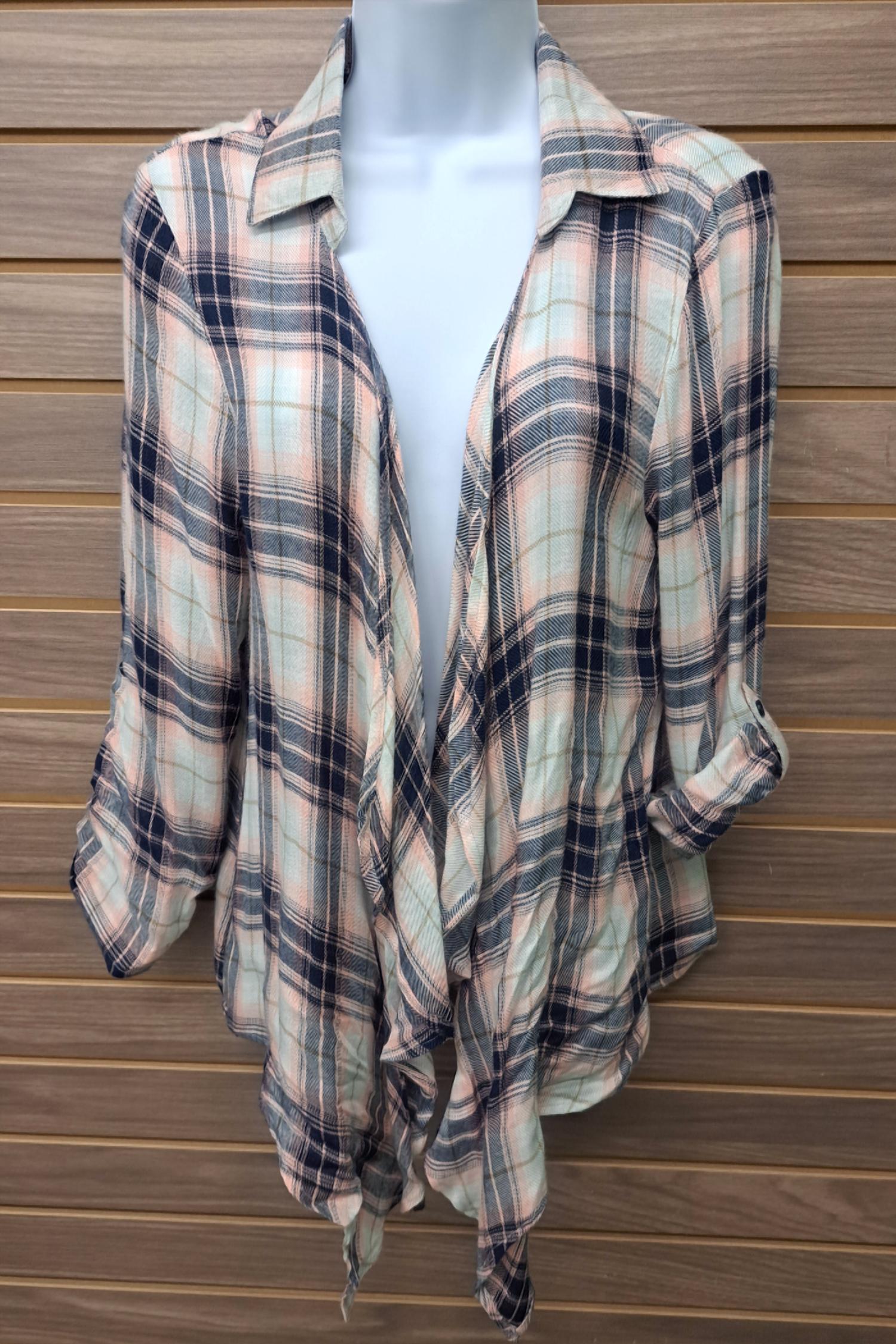 Cozy Casual - Women's Flannel Open Collar Blazer