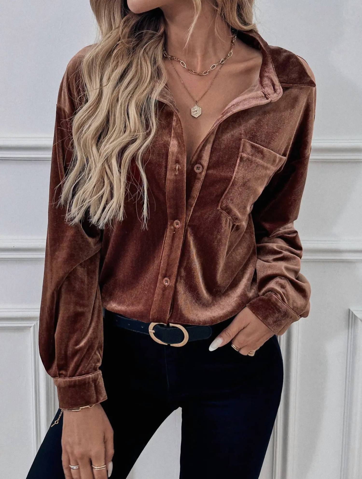 Lovesoft Velvet Luxe Shirt in brown - women's shirt
