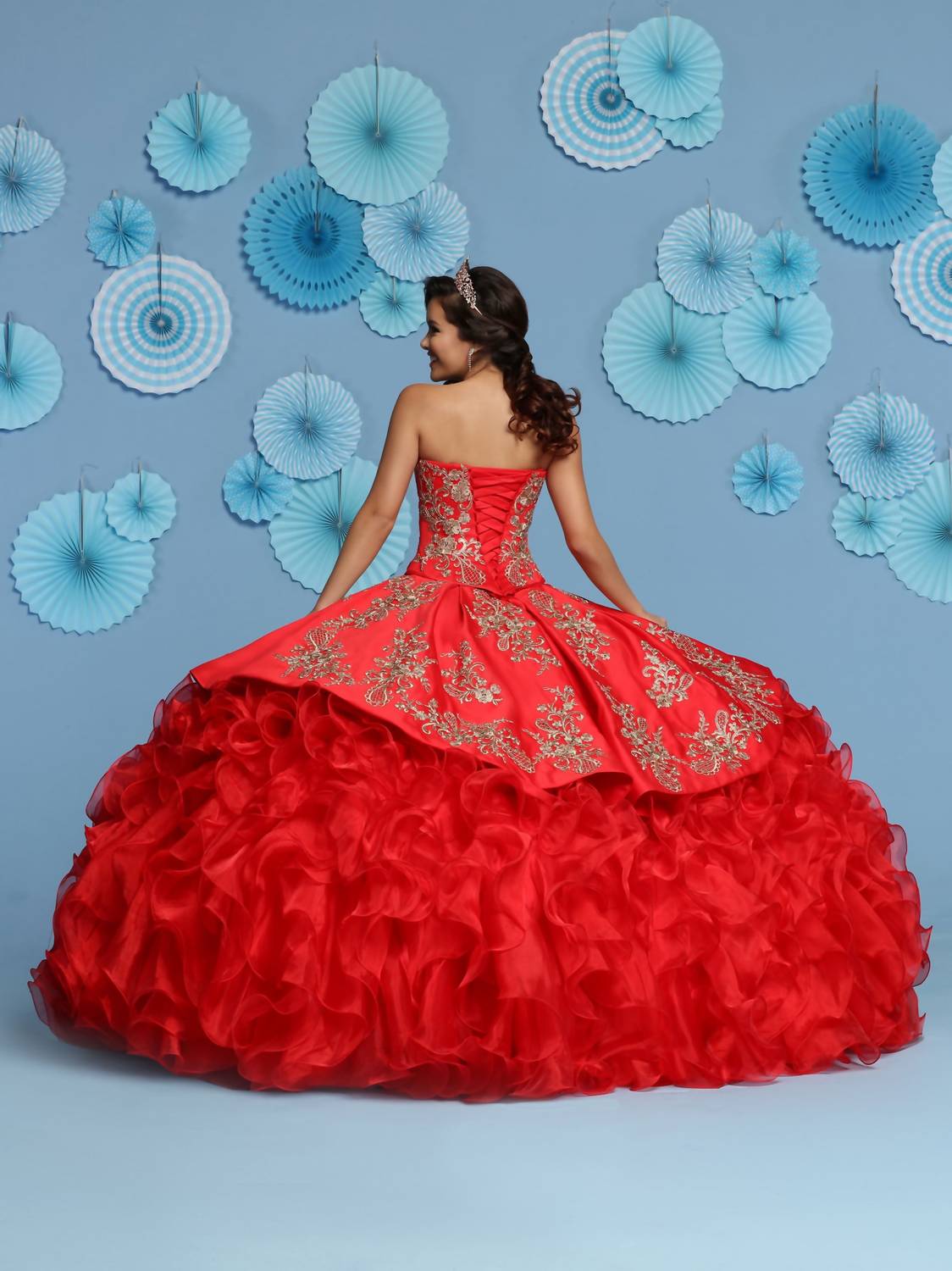 Davinci Bridal - Satin & Shimmer Organza Ball Gown