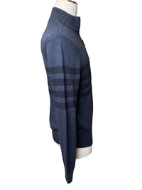 Tahari - Quarter Zip Stretch Pullover Striped Mock Neck Sweater
