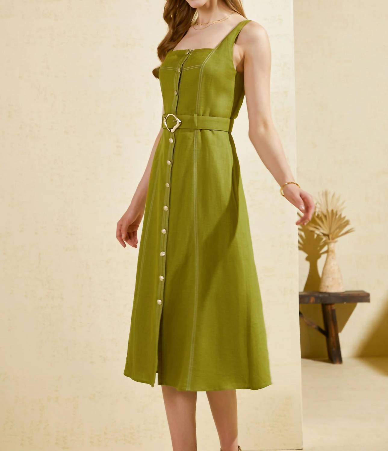 G.D.S. - Emily Linen Slip Midi Dress