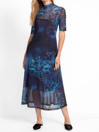 Johnny Was - 3/4 SLEEVE MOCK NECK MESH DRESS