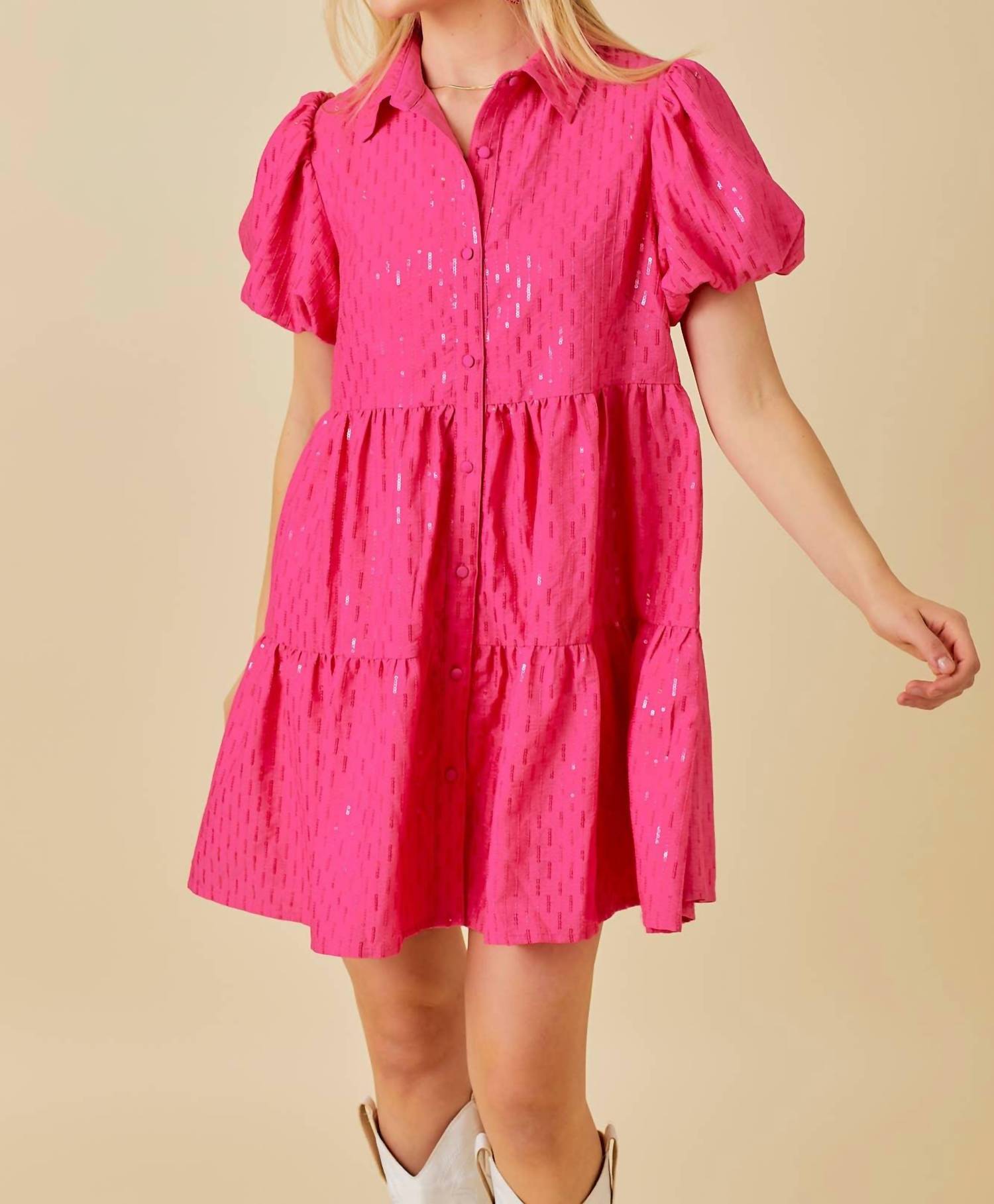 Main Strip - Sparkle Sequin Babydoll Dress