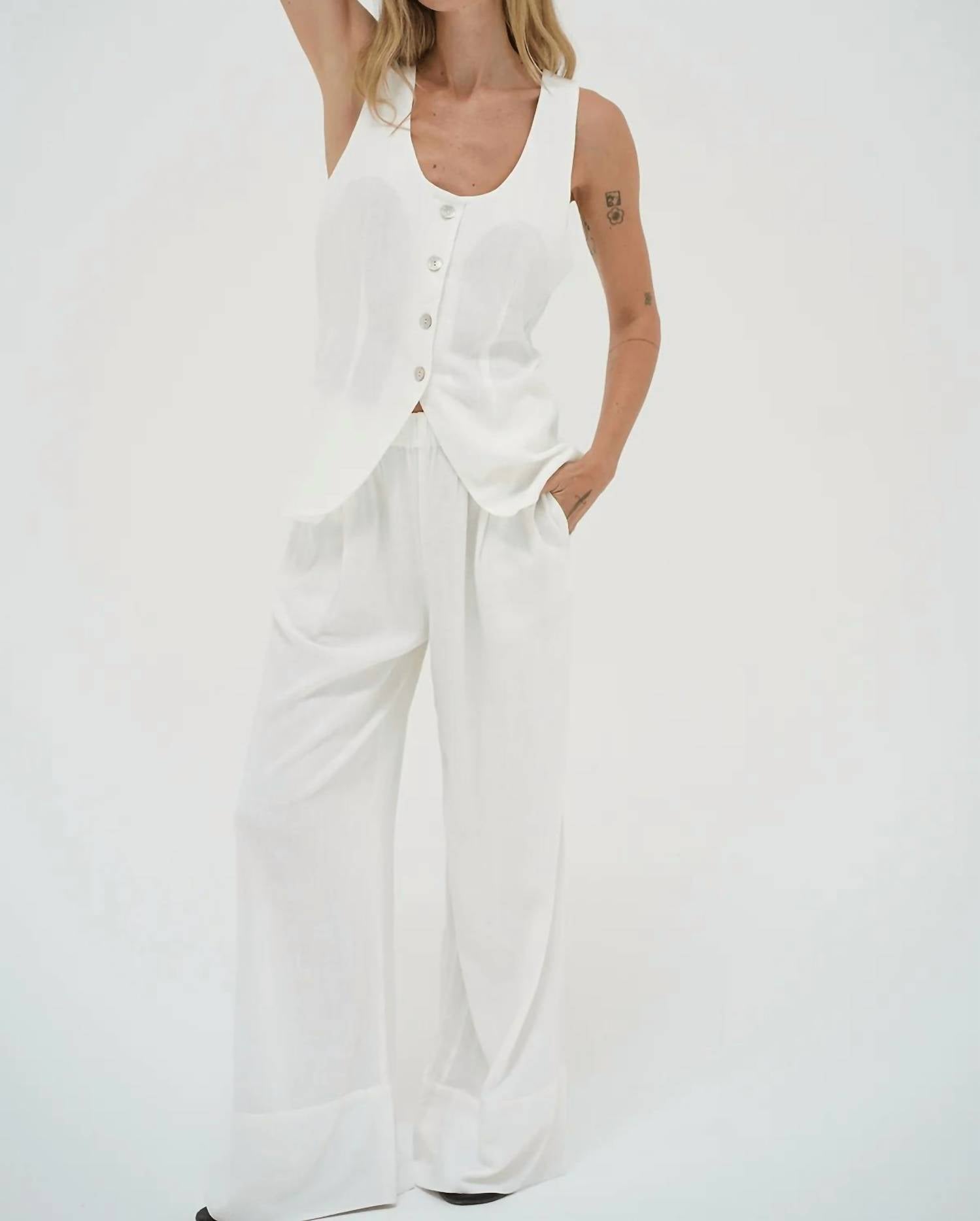 Lna - Kai Long Line Linen Vest