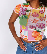 Pretty Garbage - Topical Mesh Crop Tee